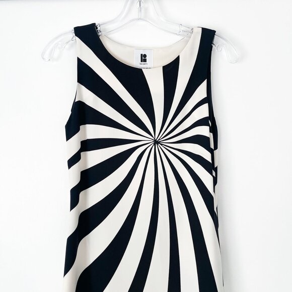 Lisa Perry Black and White Swirl Stripe Maxi Dress Gown Silk - Picture 3 of 16